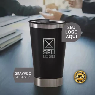 Copo Térmico personalizado com seu NOME ou LOGO com tampa e abridor 473ml
