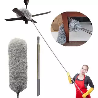 Espanador de Pó Para Limpeza em Microfibra Com Cabo Extensor e Retrátil Lavável 2,8m Escova De Limpeza De Poeira