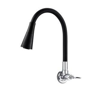 Torneira de cozinha gourmet para pia de bancada flexível de aço inoxidável com giro de 360°