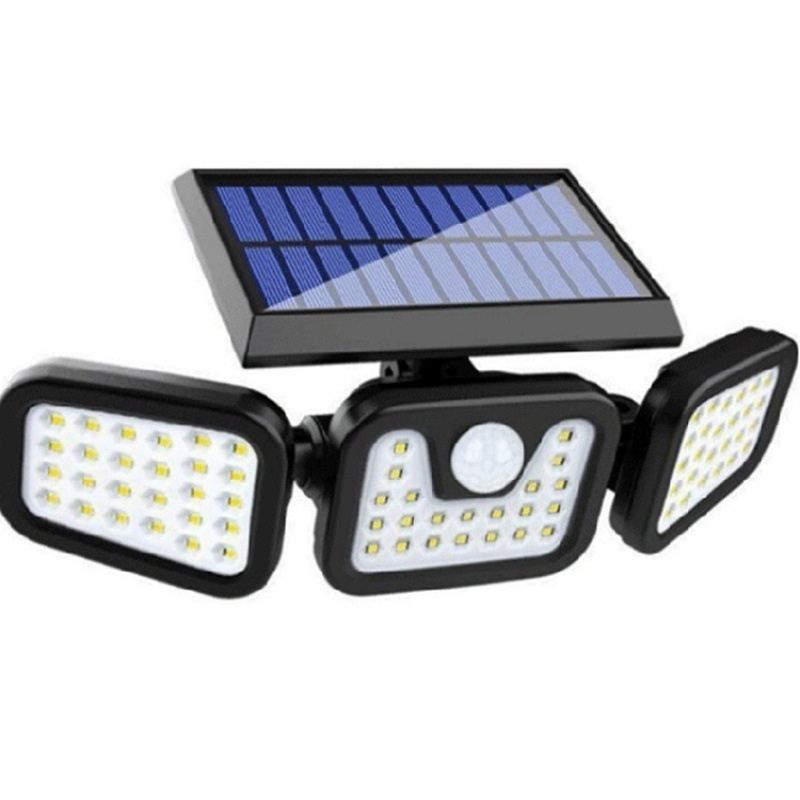 Refletor Led Solar 3 Cabeças Giratoria Sensor de movimento