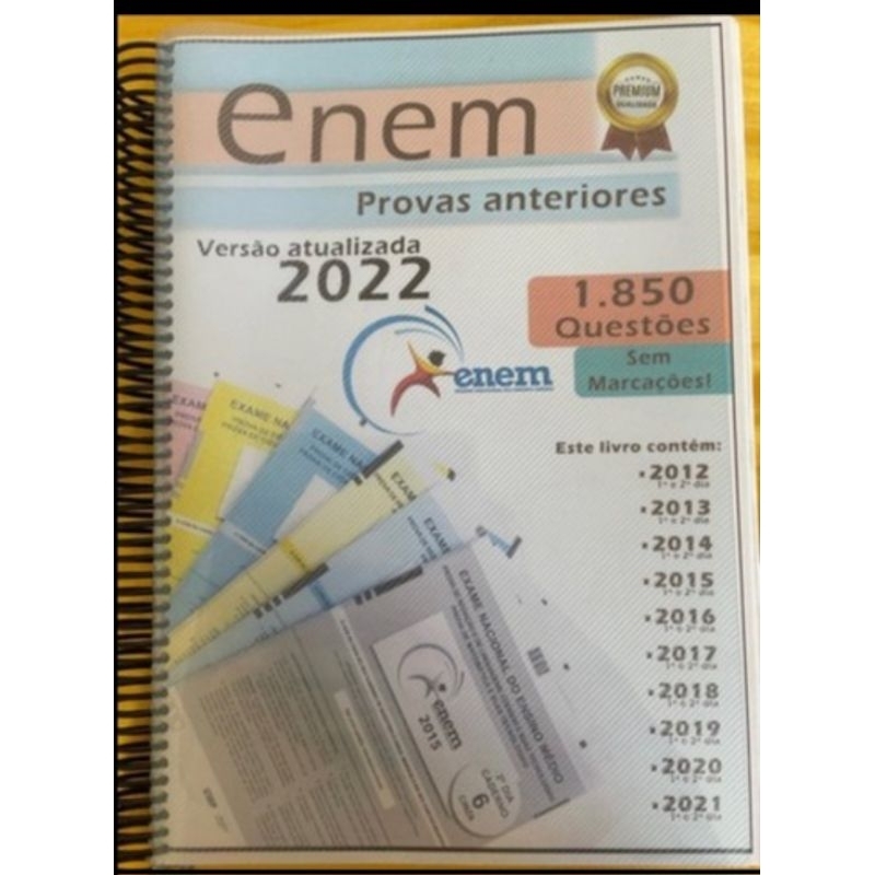Enem 2023 provas anteriores questões 2061 até 2022 + gabaritos | Shopee ...