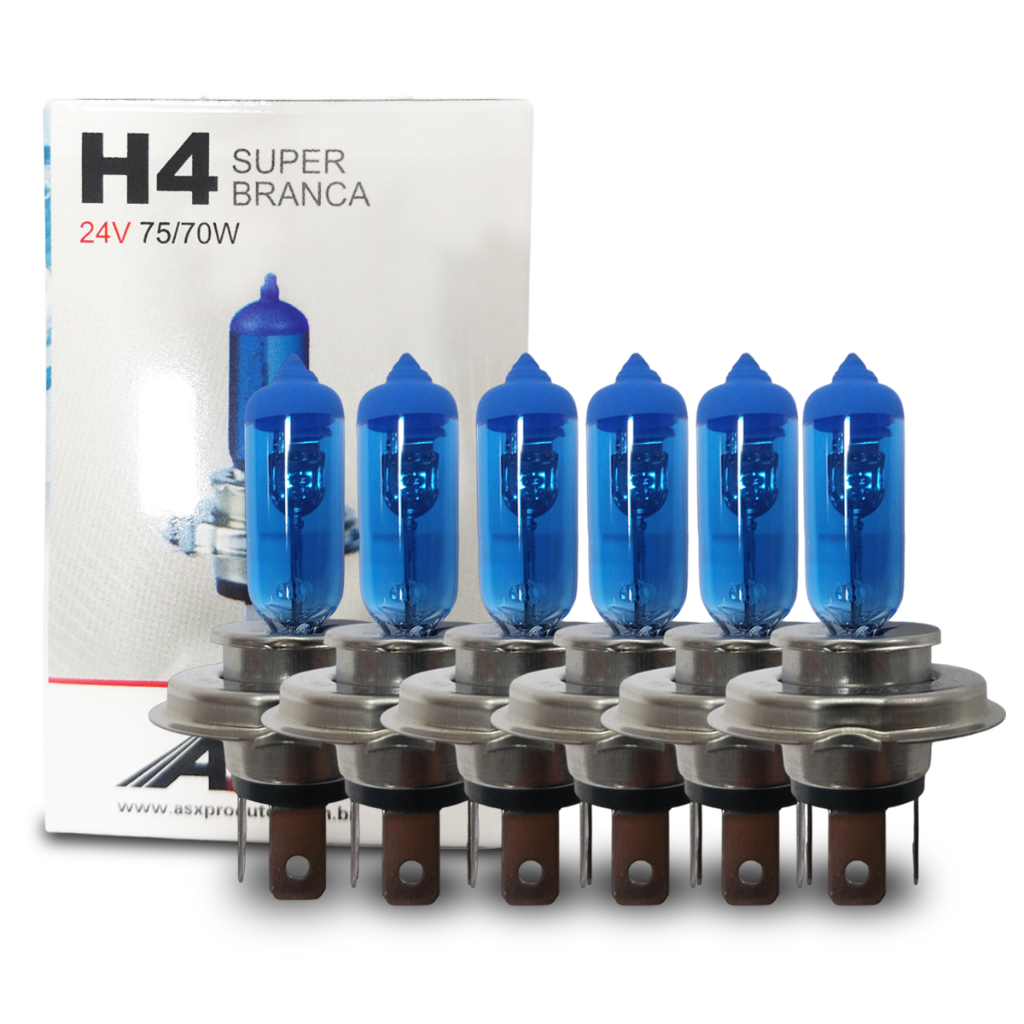 Kit 6un De Lampada Super Branca Halogena H4 24v 75/70w | Shopee Brasil