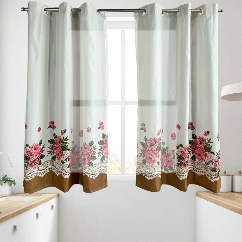 Cortina de Cozinha Floral Estampada Tecido Oxford 2.20m X 1.35m ...