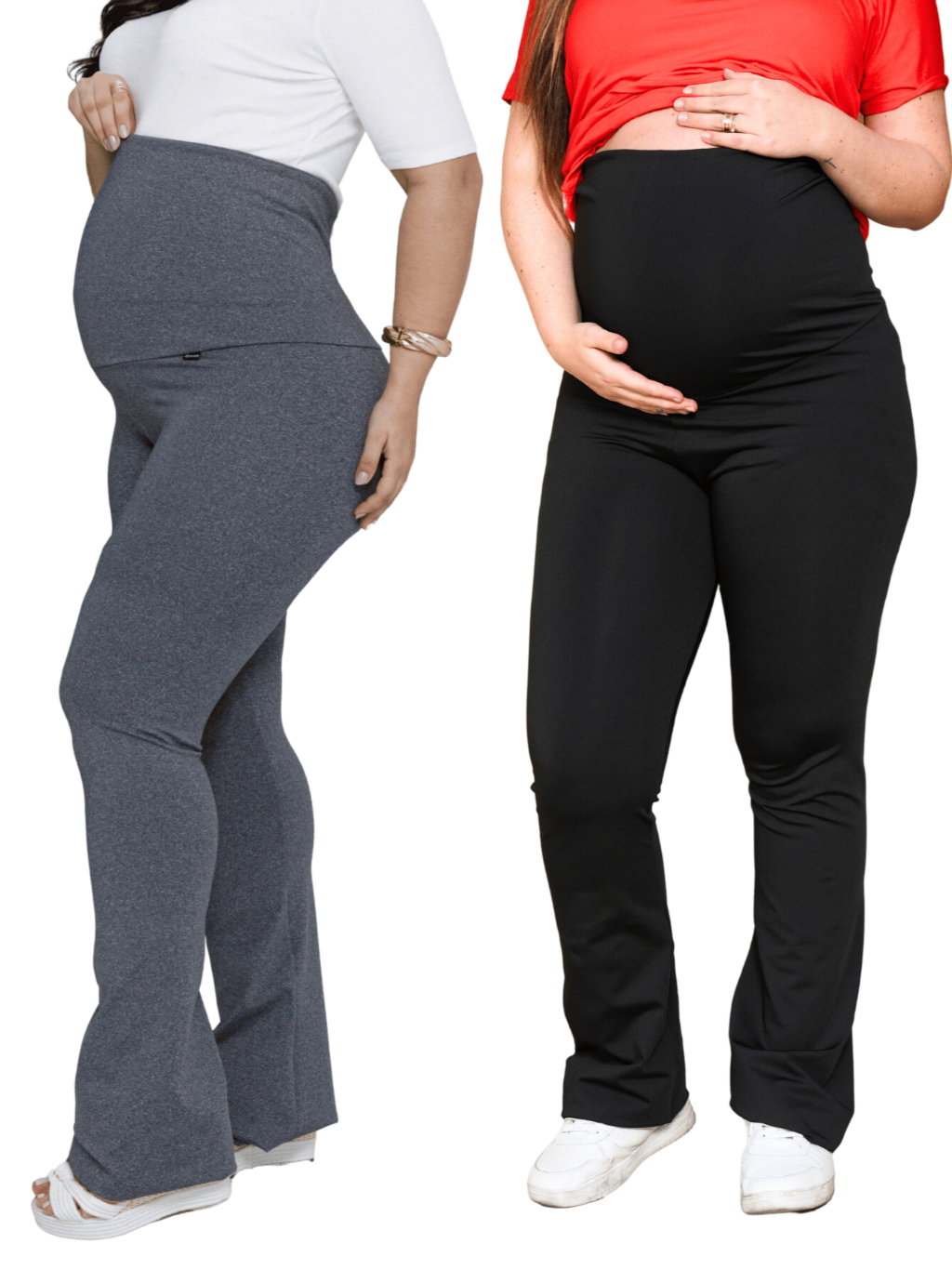 Kit legging gestante flare calça grávida boca larga longa