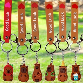 Chaveiro Emborrachado Capivara em 3D Ótima Qualidade Fofo Kawaii Coleção Meme Capybara para Chaves Bolsas Mochilas com Gancho e Alça