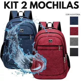 Kit 2 Mochila Unissex Impermeável Resistente Água para Viagem Escola Cores em Oferta na Shopee