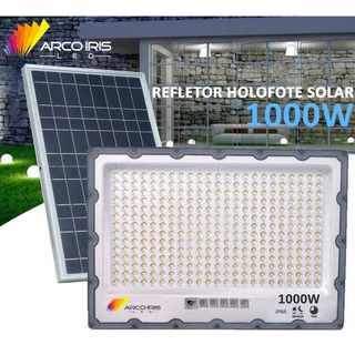 Refletor Holofote Led 1000w Solar Prova D'àgua C/placa Solar + Controle Remoto