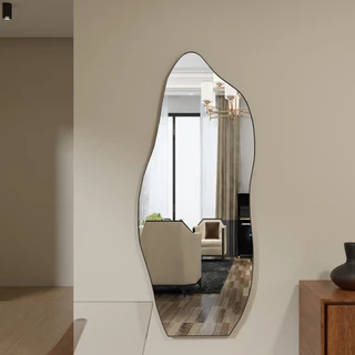 Espelho Orgânico 115cm x 60cm Moldura em Aluminio Flame E06 Corpo Inteiro Grande Indutrial Sala Hall Quarto