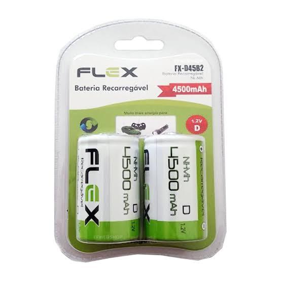 Pilha Recarregável Tamanho D 4.500mAh Cartela Com 2 1,2v