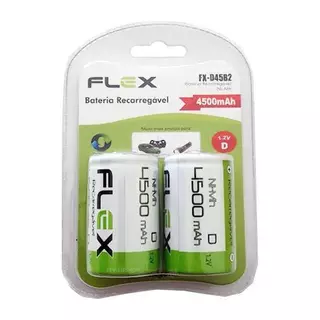 Pilha Recarregável Tamanho D 4.500mAh Cartela Com 2 1,2v