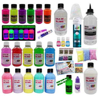 Kit Para Fazer Slimes Super Completo Com Colas Coloridas