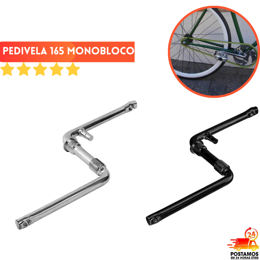 Pedivela Monobloco 165mm, 15mm Cromado Bike Aro 26 P/Pedal 1/2 | Shopee ...