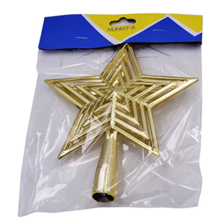 Estrela Ponteira Enfeite Vazada Para Árvore De Natal Enfeite - 14CM