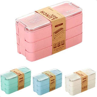 Marmita Fitness Lunch Box 900ml 3 Divisórias Pote Mantimento Bento 3 em 1 Lorben