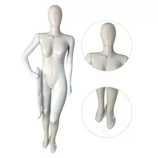 Manequim Feminino 3 Braços Branco Cabeça De Ovo Base Inclusa