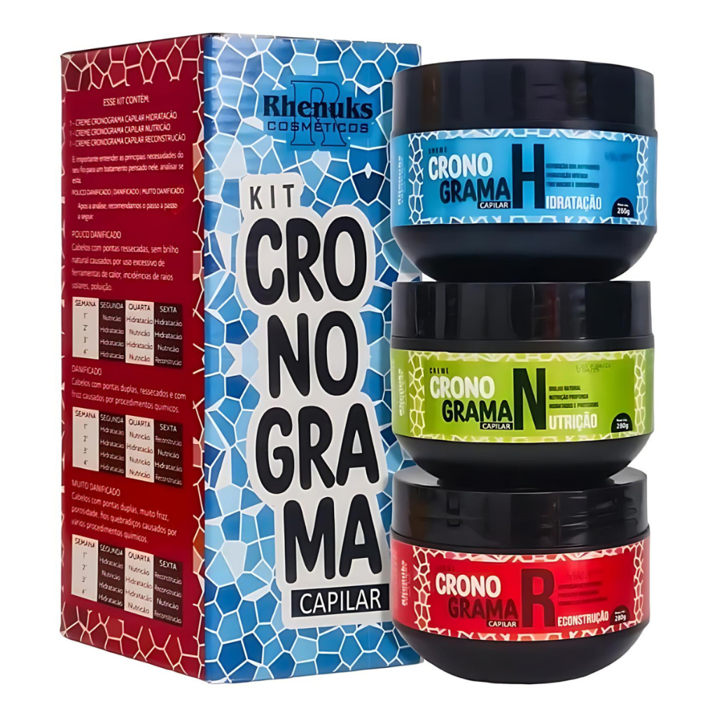 Kit Cronograma Capilar Hidratação Nutrição Recontrução 3 peças ...