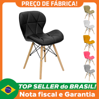 Cadeira Charles Eames Eiffel Slim Wood Estofada