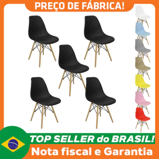 Kit 5 Cadeiras Charles Eames Eiffel Wood Design Varias Cores