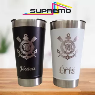 COPO TÉRMICO PERSONALIZADO COM SEU NOME E TIME CORINTHIANS