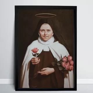Quadro Santa Teresinha do Menino Jesus Com Moldura 23x32cm Devoção Catolica