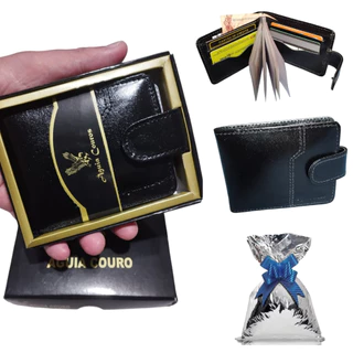 Carteira Masculina Couro Legitimo Porta Cartão Porta Documentos e Porta Moedas.