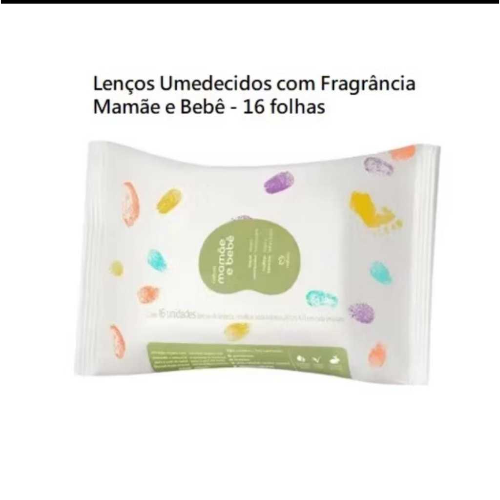 Lenço Umedecido Natura Mamãe e Bebê Pacote c/16 unidades | Shopee Brasil