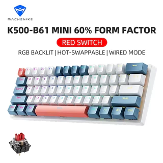 Machenike K500 B61 Teclado Mecânico Red Switch | Com Fio , 2.4G Sem Bluetooth Tri-Mode 61 Teclas