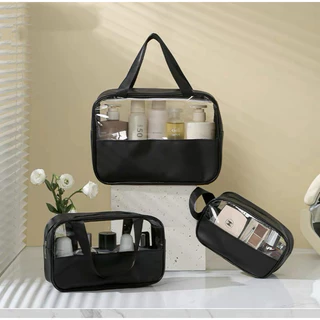 KIT 3 bolsa de higiene portátil transparente para cosméticos de viagem e produtos de higiene pessoal em Oferta na Shopee