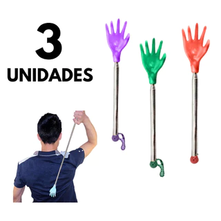 3 Unidades Mãozinha Massageador Mão Retratil P/ Coçar Costas Coçador Massageador 44cm