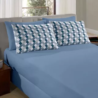 Jogo de lençol malha 100% Algodão Estampa Com Fronhas Dia a dia Não Faz Bolinha Completo Cama Casal Queen e King 3 Pçs em Oferta na Shopee