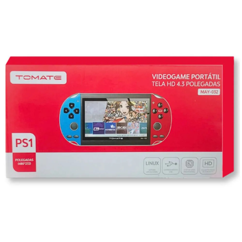 Vídeo Game Portátil - Tomate - MAY-032 Sistema Emuelec Roda PS1