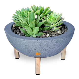 1 Suporte para Vasos Madeira Pinus+ 1 Bacia Polietileno Rosa do Deserto P/plantas ou Flores (Kit)