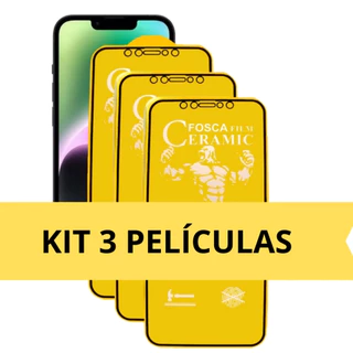 Kit 3 Película Cerâmica IPhone Fosca Flexível 3D 9D iPhone 15 Pro Max 14 Pro 13 12 11 Xs 7 plus XR