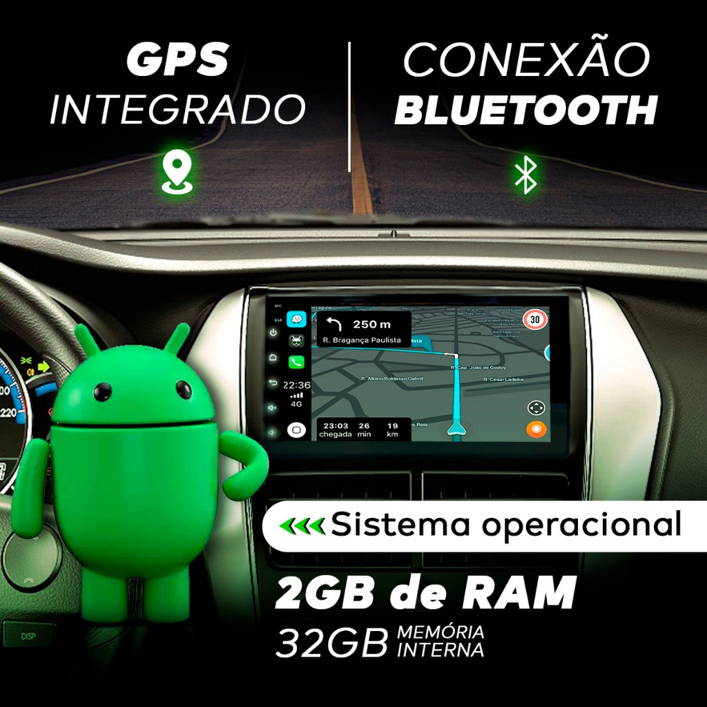 Central Multimidia Android 13 2GB 7 Pol 2 Din Espelhamento USB ...