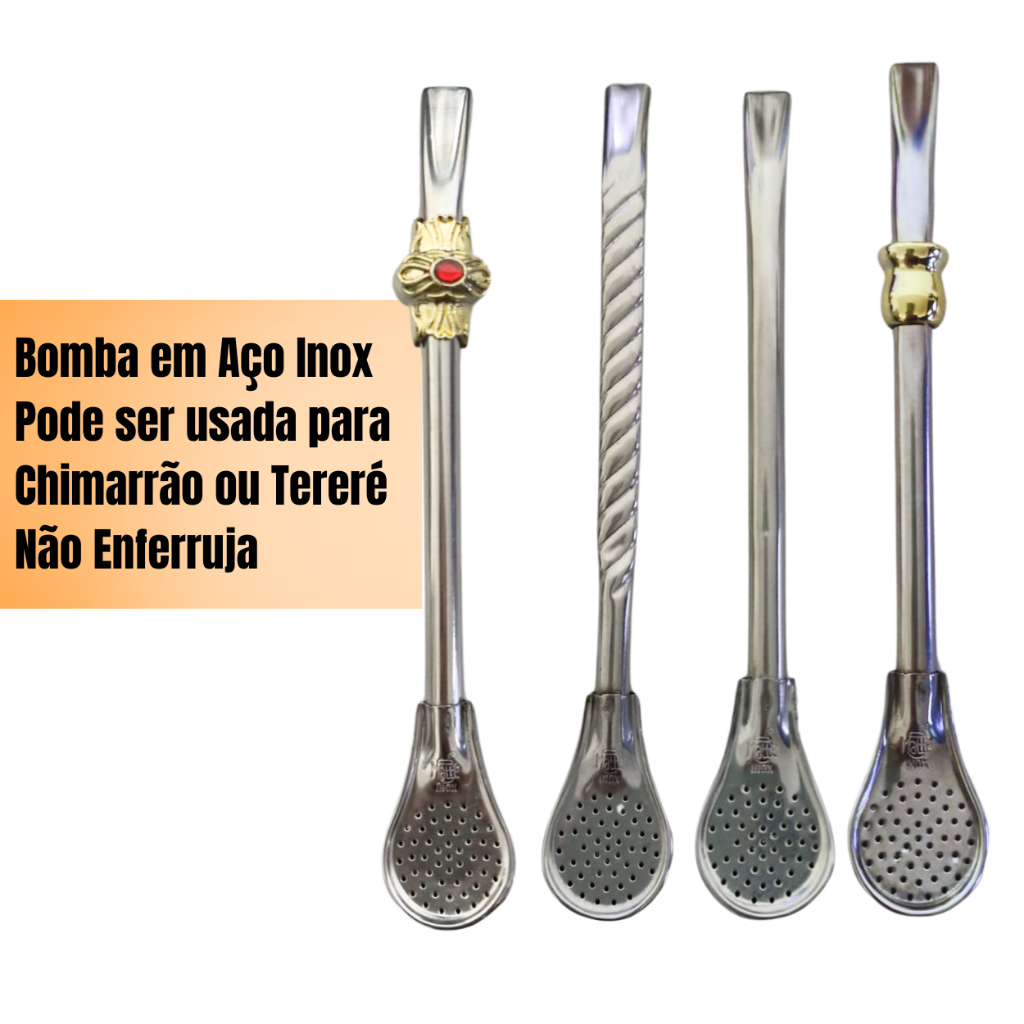 Bomba Tereré Chimarrão Mate Gelado em Aço Inox