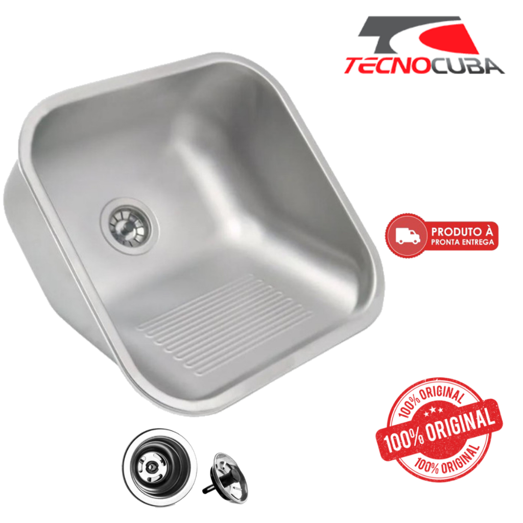 Tanque Inox Acetinado Escovado 40x40 - Tecnocuba Valvula/Sifão