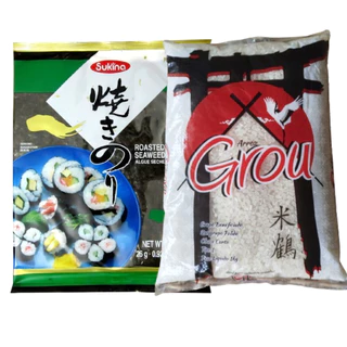 Kit Arroz Grão Curto Sushi + Alga Nori 10 Folhas