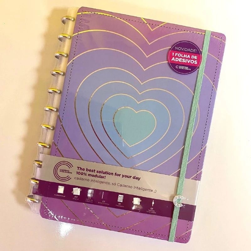 Caderno Inteligente Golden Love Coração Rosa / Papelaria / Material ...