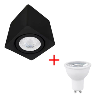 Kit 4 Spot Sobrepor Teto Beiral Para Lampada Dicroica Preto Direcionável + Lâmpada Inclusa