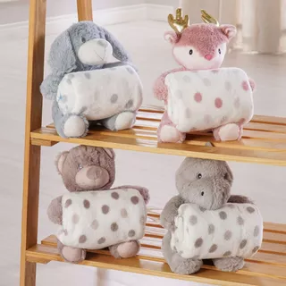 Kit Manta Cobertor Baby Infantil Bebê Com Bichinho De Pelúcia Conforto e Estilo Premium