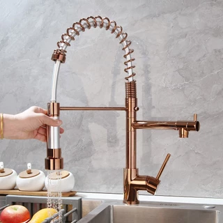 Torneira Rosa Dourada Cozinha Gourmet Luxo Brilhante Misturador Com Flexivel Bica Yesop