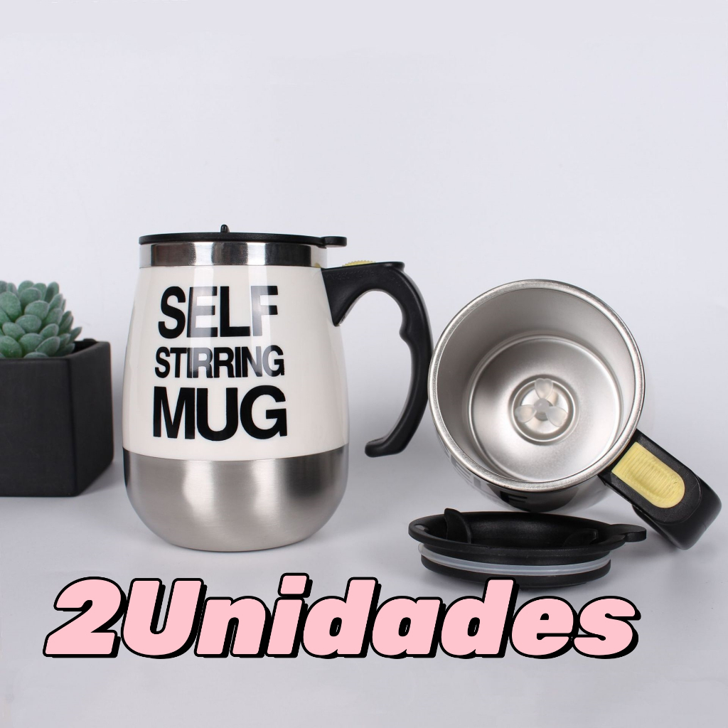 2 Kit Caneca Magnética Automática Aço Inoxidável Café Leite Liquidificador Criativa Smart Mixer 400ml