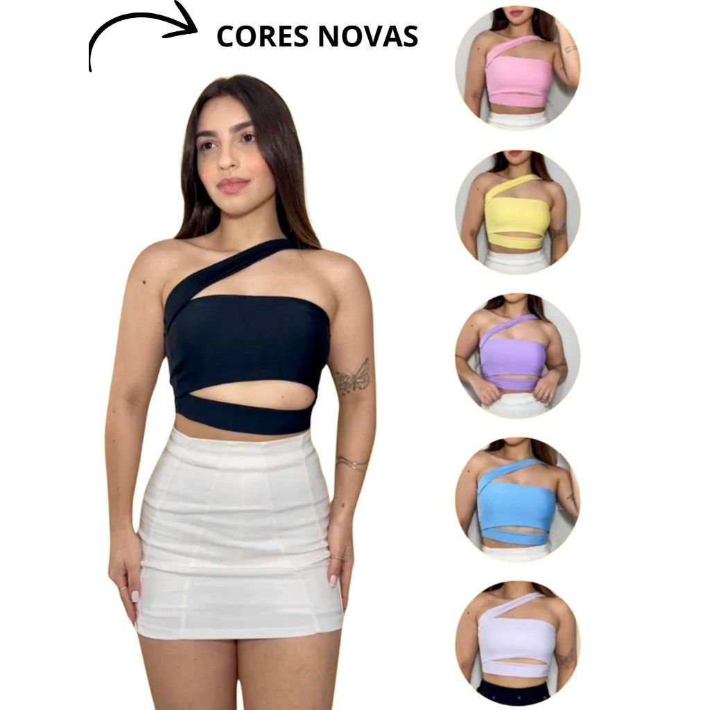 Cropped Níquel Faixa Transversal Moda Gringa Verão 2024