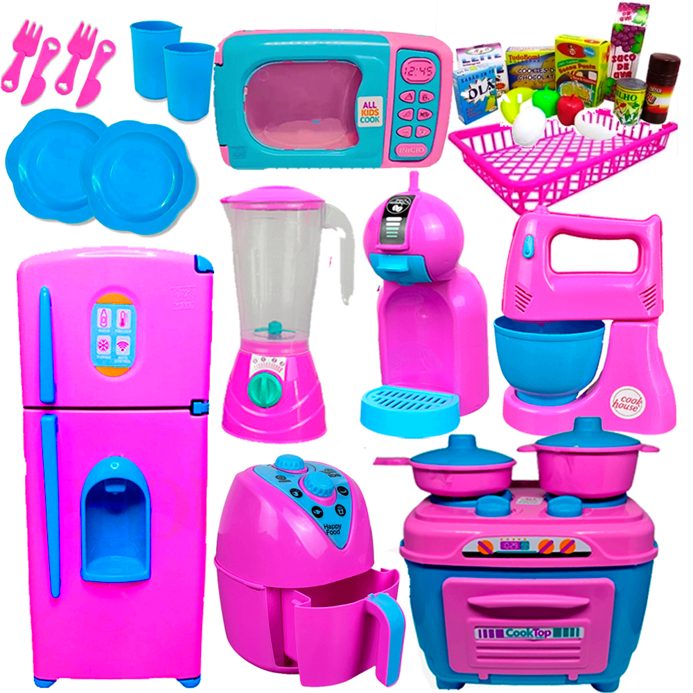 Kit Cozinha Infantil Completo 32 Peças Geladeira Fogão Comidas ...