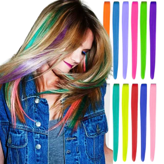 1 UNIDADE - Mecha Lisa Tic Tac Colorida De Fibra orgânica - 50cm - Cores Alegres e Vibrantes