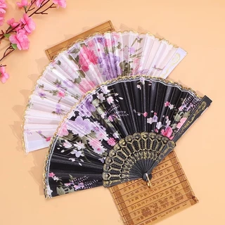 Kit 1/3/6 Leque de Mão Dobrável Chinês Borboleta/ Flor / Lantejoulas Ideal Para Carnaval e Calor - Envio Imediato - WL em Oferta na Shopee