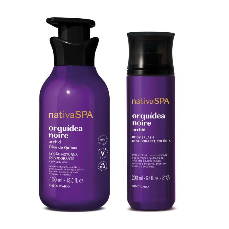 Combo Nativa Spa Orquídea Noire: Body Splash 200ml + Loção Corporal Noturna 400ml em Oferta na Shopee