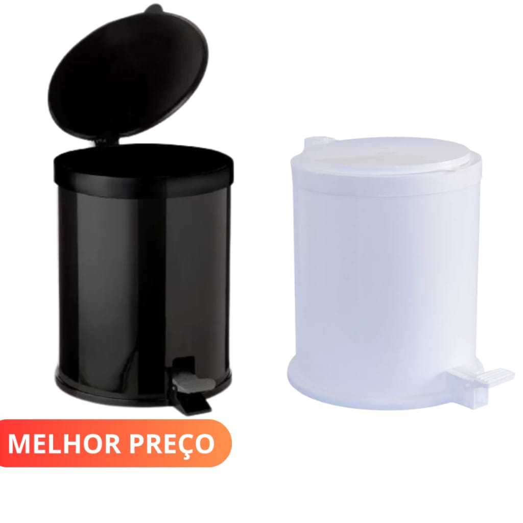 Lixeira Banheiro Pedal 08 Litros Plástico Cesto Escritório cozinha banheiro + Escova Sanitária(BRINDE)