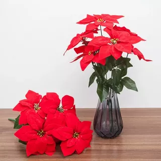 Buquê de Flor Artificial Bico Papagaio Natal C/5 /7Flores para decoração de Natal e arranjos