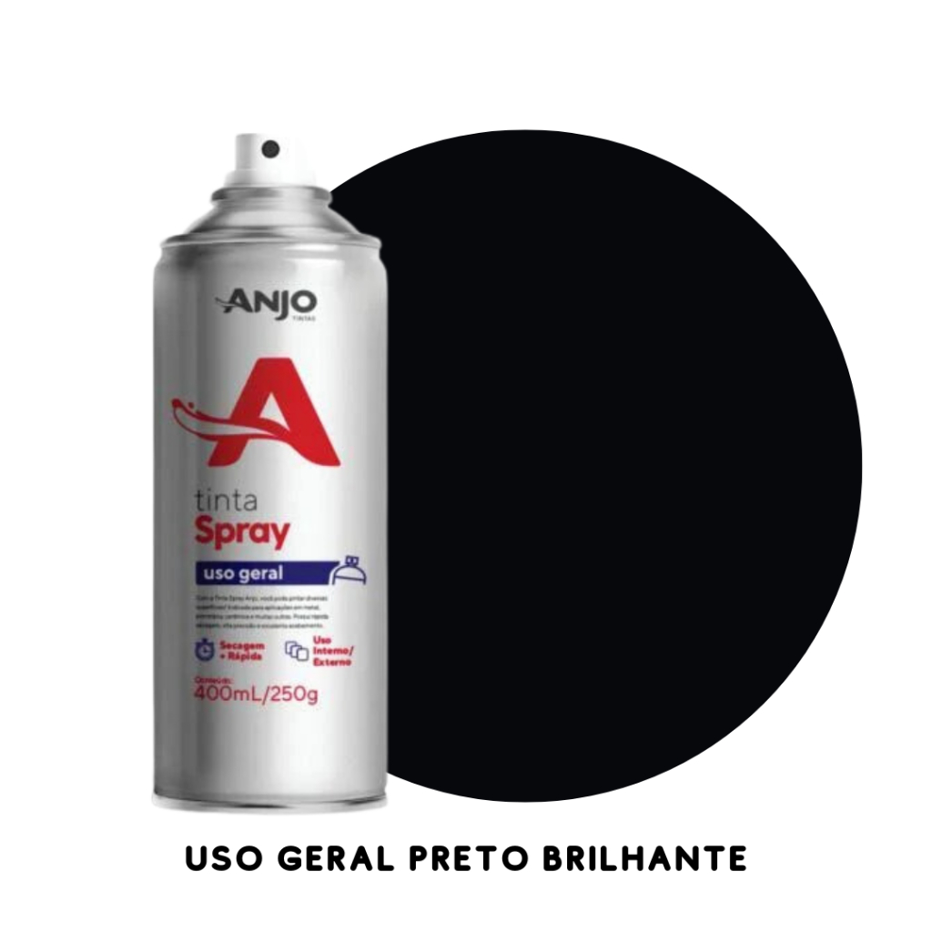 TINTA SPRAY ANJO USO GERAL PRETO BRILHANTE 400 ML